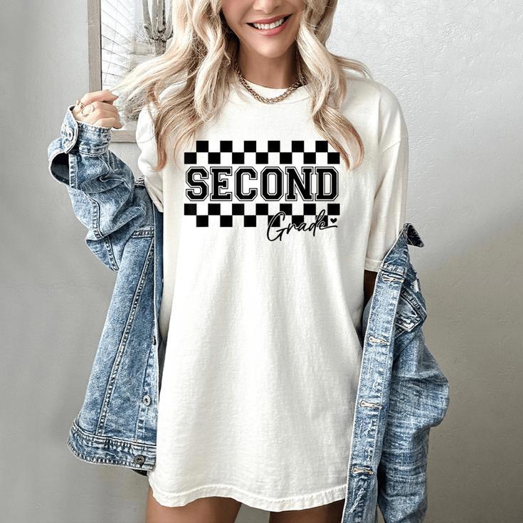 Second Grade Checkered Teacher 1st Day Back To School Women Women's Comfort Colors T-Shirt