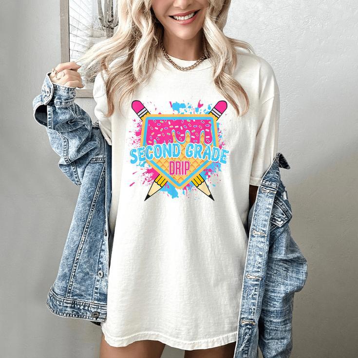 Second Grade Drip Ice Cream Home Plate Baseball Teachers Kid Women's Comfort Colors T-Shirt