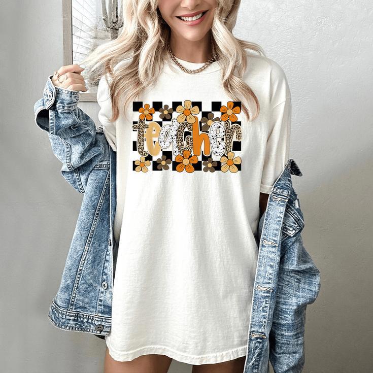 Teacher Appreciation Boho Floral Leopard Checkered Women's Comfort Colors T-Shirt