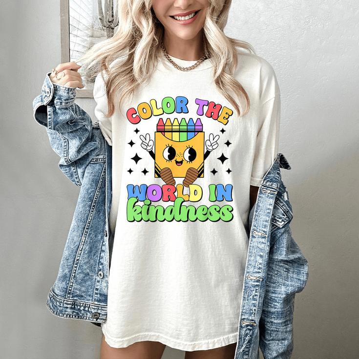 Teacher Back To School Color In Kindness Crayon Pencil Women's Comfort Colors T-Shirt