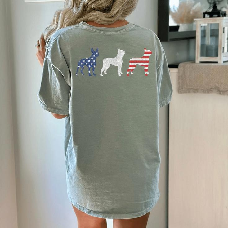 Boston Terrier 4th Of July Dog Patriotic USA Flag Man Woman Women's Comfort Colors T-Shirt Back Print