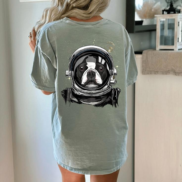 Boston Terrier Astronaut Shirt Spaceman Dog Space Lover Women's Comfort Colors T-Shirt Back Print