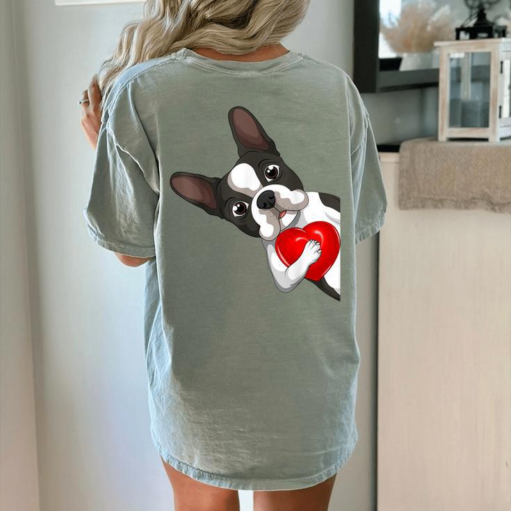 Boston Terrier Bostie Dog Kids Women Girls Women's Comfort Colors T-Shirt Back Print