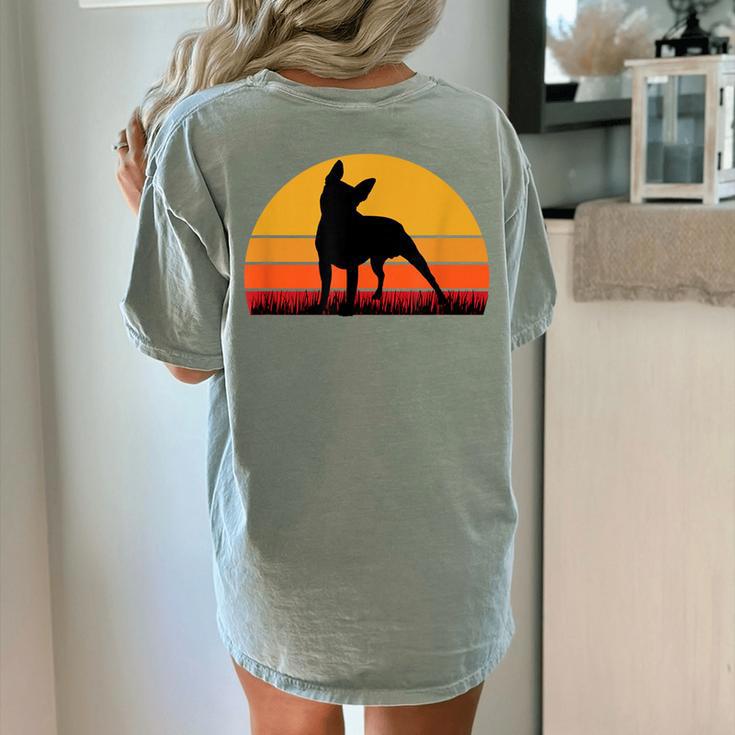 Boston Terrier Bostie Sunset Retro Dog Pet Mom Dad Women's Comfort Colors T-Shirt Back Print