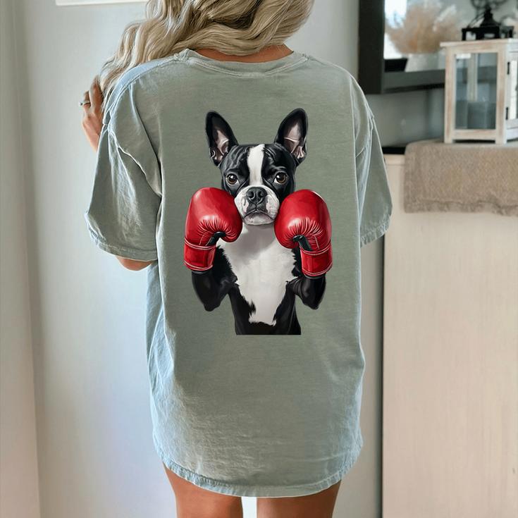 Boston Terrier Boxing Women's Comfort Colors T-Shirt Back Print