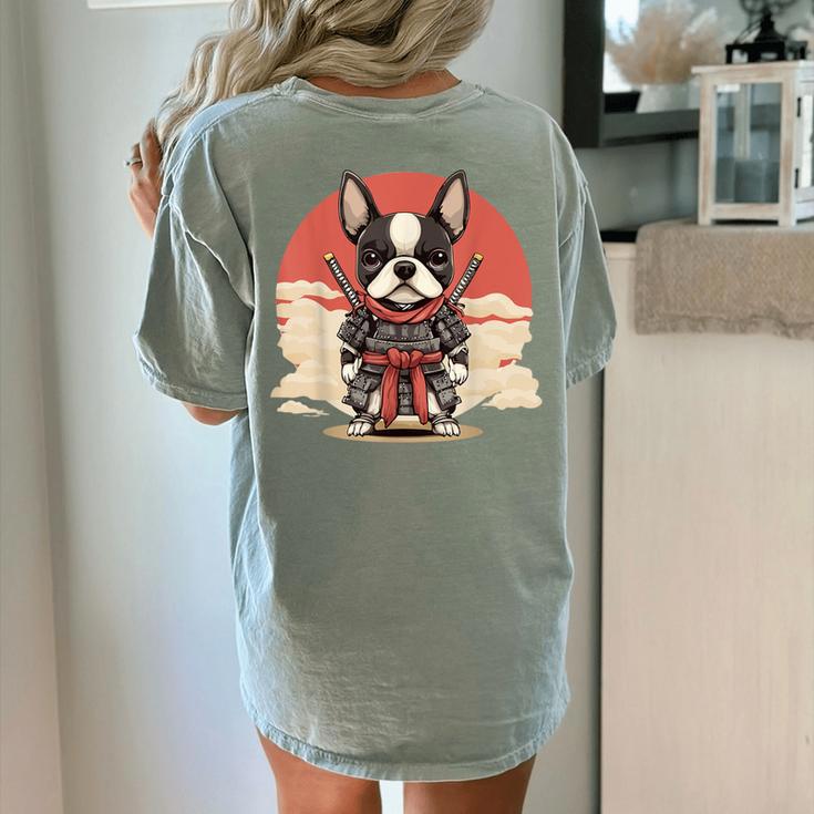 Boston Terrier Dog Japanese Style Samurai Dogs Women's Comfort Colors T-Shirt Back Print