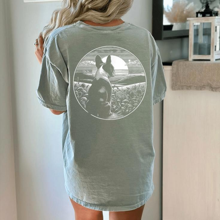 Boston Terrier Dog Nature Scene Graphic Art Men Women Girls Kids Women's Comfort Colors T-Shirt Back Print