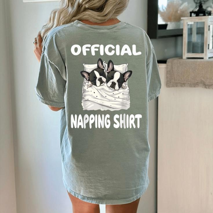 Boston Terrier Dog Official Sleepshirt Pajamas Nightgown For Men Women Kids Women's Comfort Colors T-Shirt Back Print
