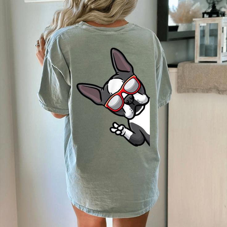 Boston Terrier Dog From Side Boston Bull Women's Comfort Colors T-Shirt Back Print
