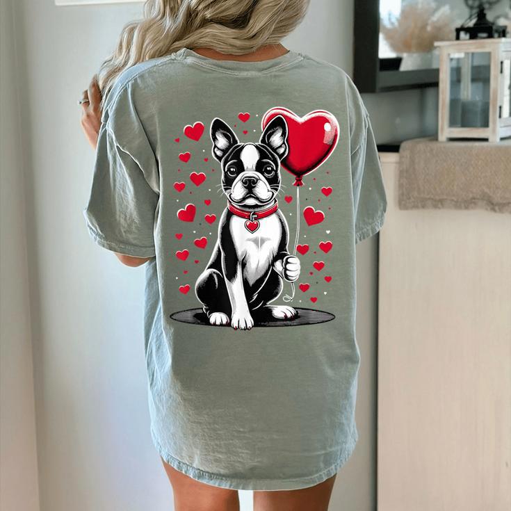 Boston Terrier Dog Valentine's Day Dog Owner Valentine Women's Comfort Colors T-Shirt Back Print