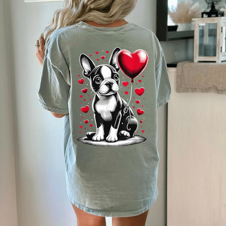 Boston Terrier Dog Valentine's Day Dog Owner Women's Comfort Colors T-Shirt Back Print