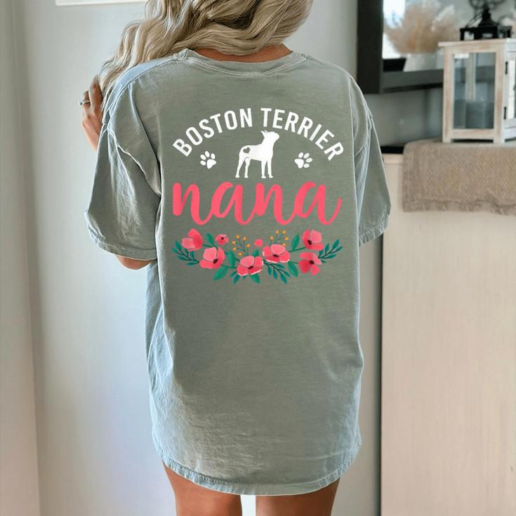 Boston Terrier Grandma Nana Dog Lover Christmas Women's Comfort Colors T-Shirt Back Print