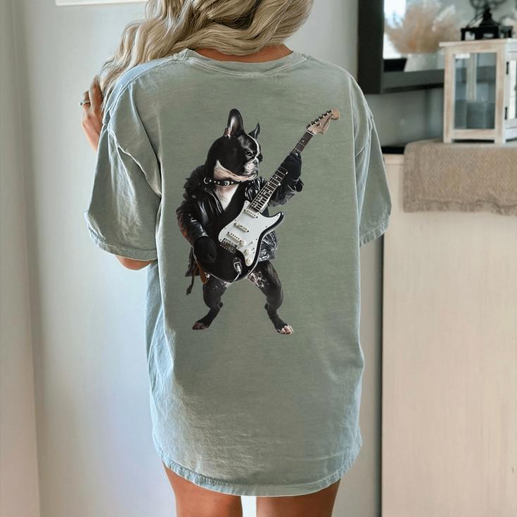 Boston Terrier Guitar Women's Comfort Colors T-Shirt Back Print