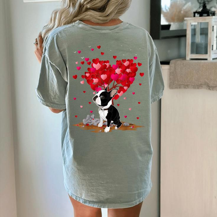 Boston Terrier Lover Heart Shape Boston Terrier Valentine Women's Comfort Colors T-Shirt Back Print