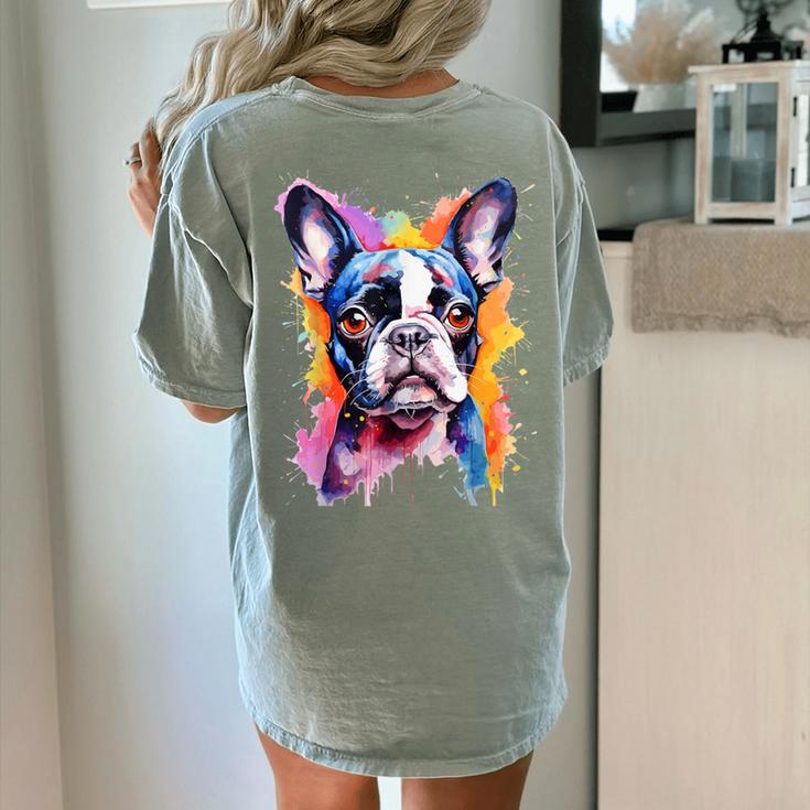 Boston Terrier Lover Pop Art Color Boston Terrier Dog For Men Women Girls Kids Women's Comfort Colors T-Shirt Back Print
