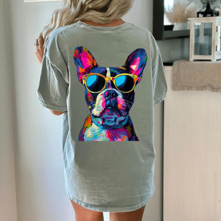 Boston Terrier Lovers Pop Art Boston Terrier Women's Comfort Colors T-Shirt Back Print