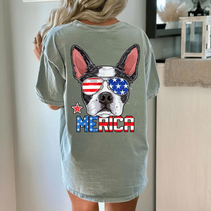 Boston Terrier Merica 4th Of July T Shirt Men Boys Dog Puppy Women's Comfort Colors T-Shirt Back Print