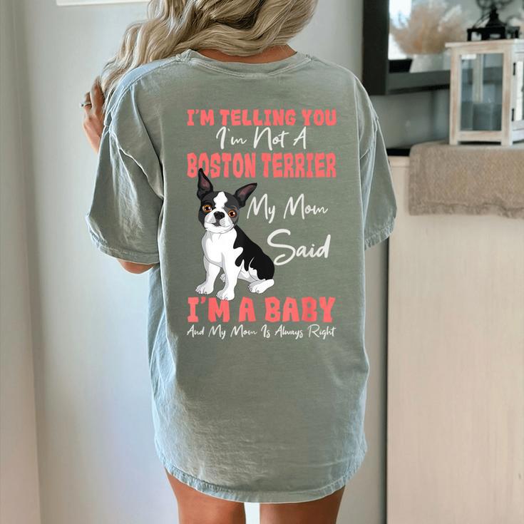Boston Terrier Mom American Gentleman Dog Lover Mother's Day Women's Comfort Colors T-Shirt Back Print