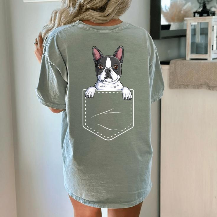 Boston Terrier In The Pocket Cute Boston Terrier Dog Lovers For Men Women Girls Kids Women's Comfort Colors T-Shirt Back Print