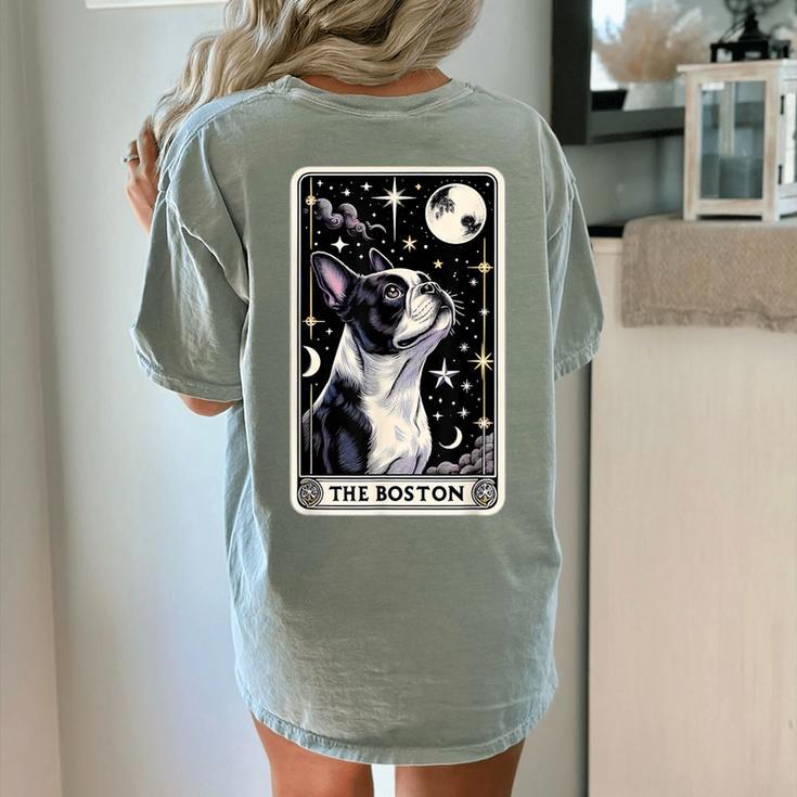 Boston Terrier Tarot Card Star With The Moon Men Women Kids Women's Comfort Colors T-Shirt Back Print