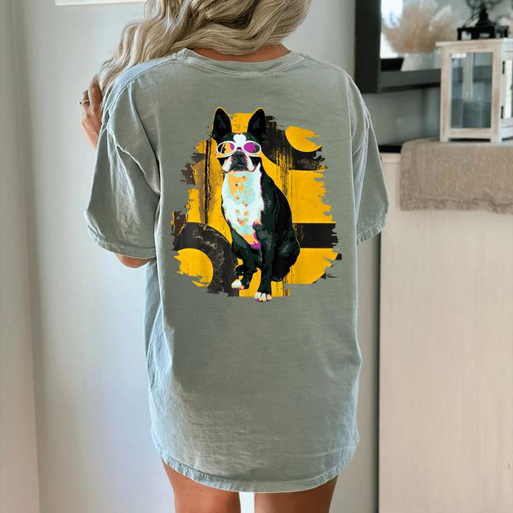 Boston Terrier s Mid-Century Modern Art s Street Grunge Women's Comfort Colors T-Shirt Back Print