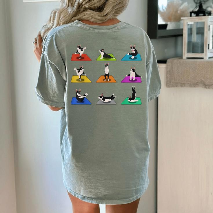 Boston Terriers Yoga Asana Pose And Meditation Women's Comfort Colors T-Shirt Back Print