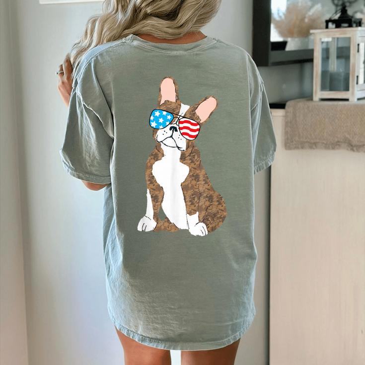 Brindle Boston Terrier Dog Patriotic Shirt USA Flag Women's Comfort Colors T-Shirt Back Print