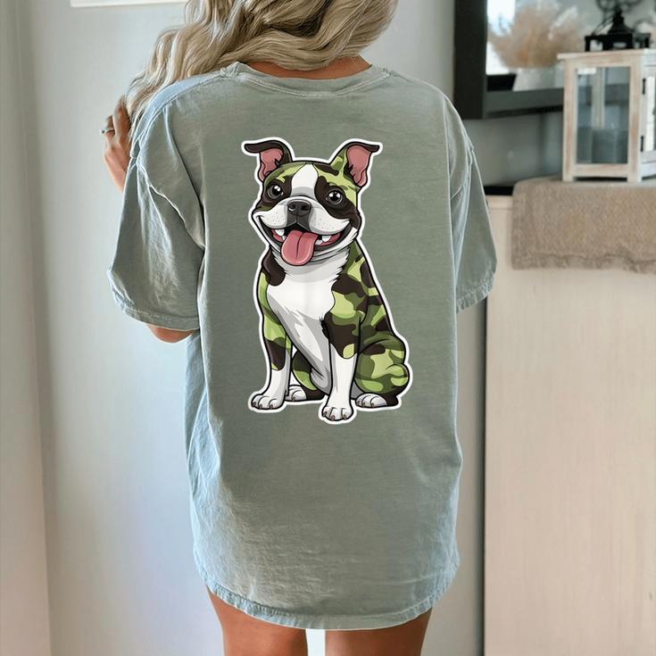 Camo Boston Terrier Pet Owner Camouflage Dog Lover Women's Comfort Colors T-Shirt Back Print