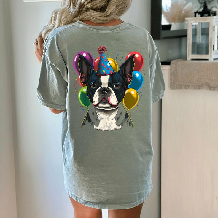 Celebration Event Birthday Party Boston Terrier Women's Comfort Colors T-Shirt Back Print