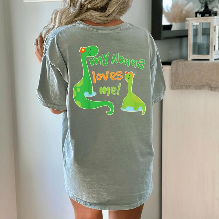 Kids My Nonna Loves Me Dinosaur Grandson Women's Comfort Colors T-Shirt Back Print