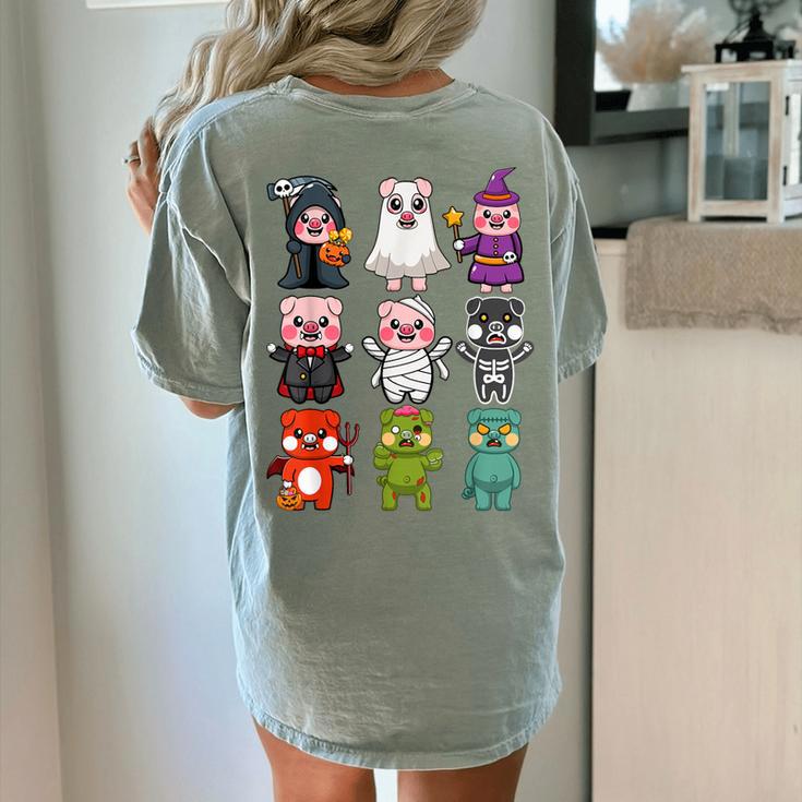 Pig Spooky Ghost Witch Boo-Jee Horror Pumpkin Pig Halloween Women's Comfort Colors T-Shirt Back Print