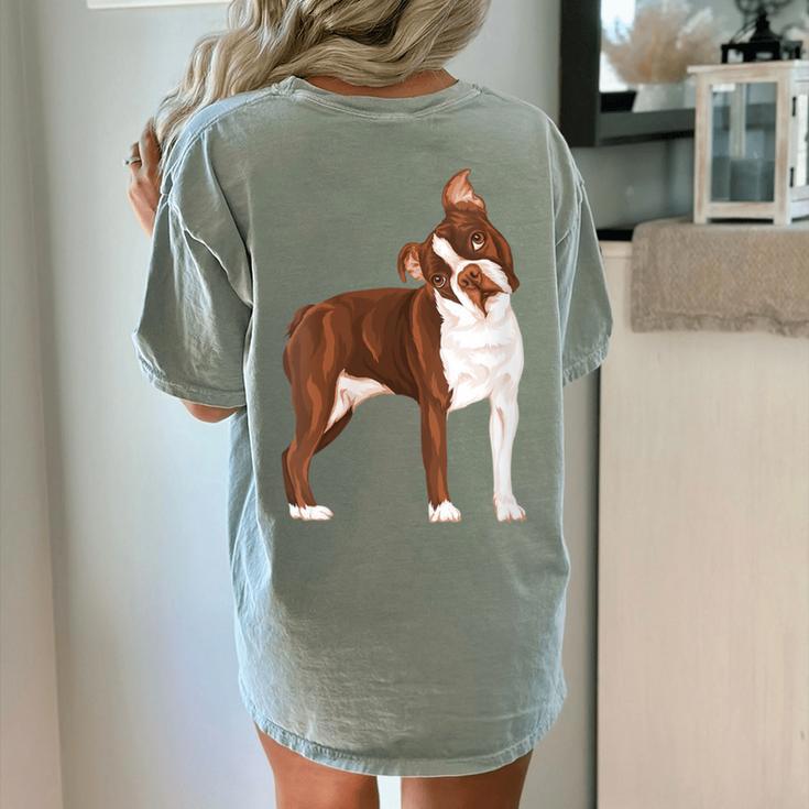 Red Boston Terrier Dog Women's Comfort Colors T-Shirt Back Print