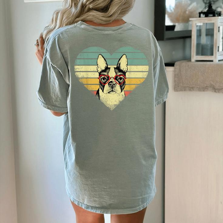 Vintage American Boston Terrier Lovers Valentine's Day Women's Comfort Colors T-Shirt Back Print