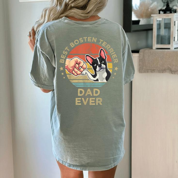 Vintage Best Boston Terrier Dad Ever Dog Father Father's Day Men Girls Kids Women's Comfort Colors T-Shirt Back Print