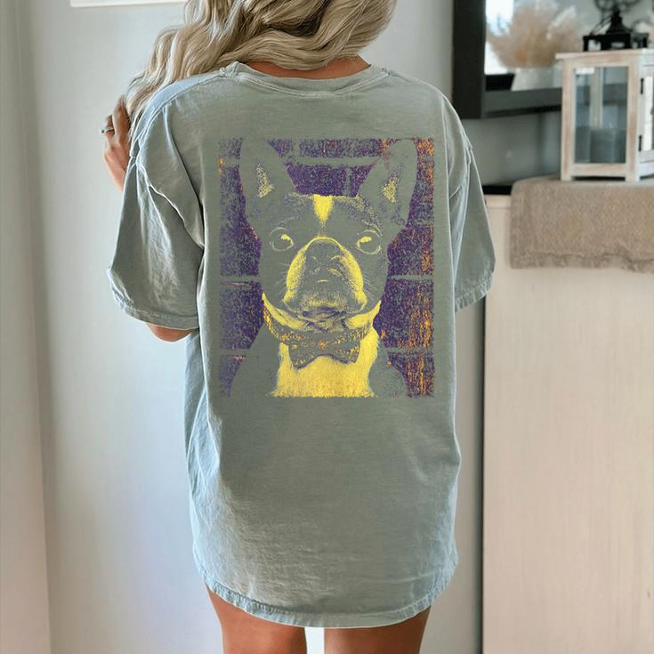 Vintage Boston Terrier Dog Women's Comfort Colors T-Shirt Back Print
