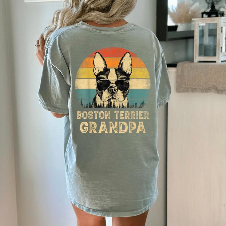 Vintage Boston Terrier Grandpa Dog Lovers Father's Day Women's Comfort Colors T-Shirt Back Print