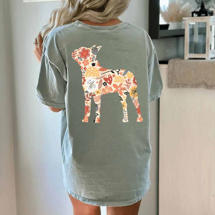 Vintage Floral Boston Terrier For Dog Lover Women's Comfort Colors T-Shirt Back Print