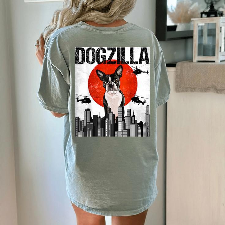 Vintage Japanese Dogzilla Boston Terrier Women's Comfort Colors T-Shirt Back Print