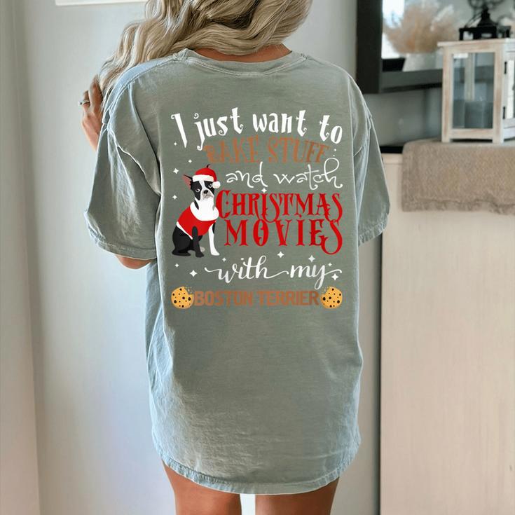 Watch Christmas Movies With My Boston Terrier Bostie Women's Comfort Colors T-Shirt Back Print
