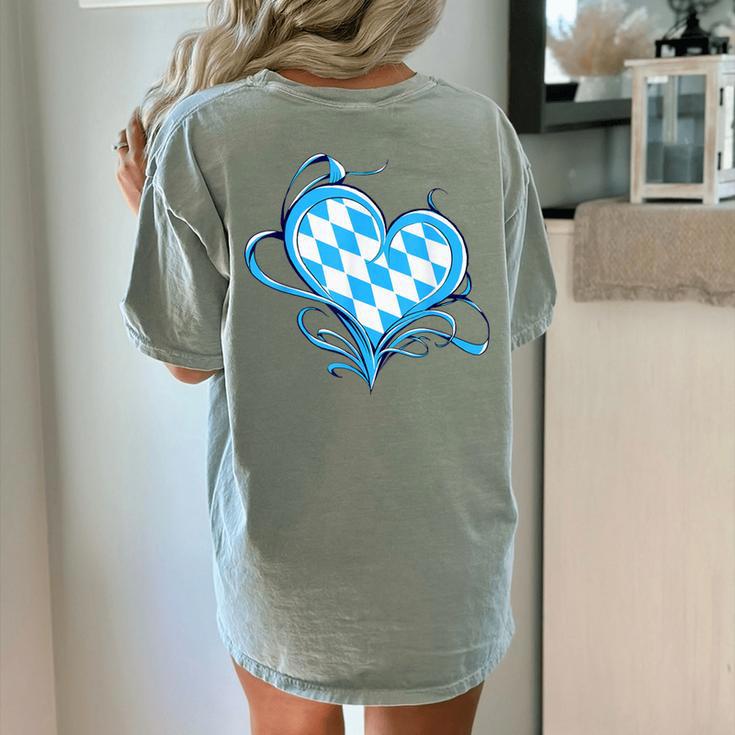 Bavarian Flag As Heart Blue Diamond Bavaria Women's Comfort Colors T-Shirt Back Print