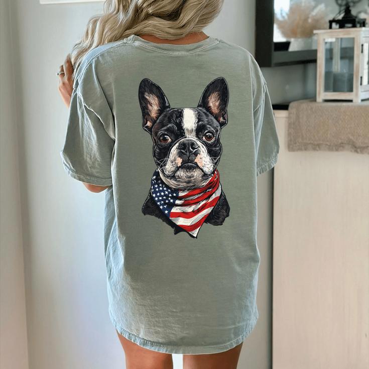 Boston Terrier American Flag Women's Comfort Colors T-Shirt Back Print