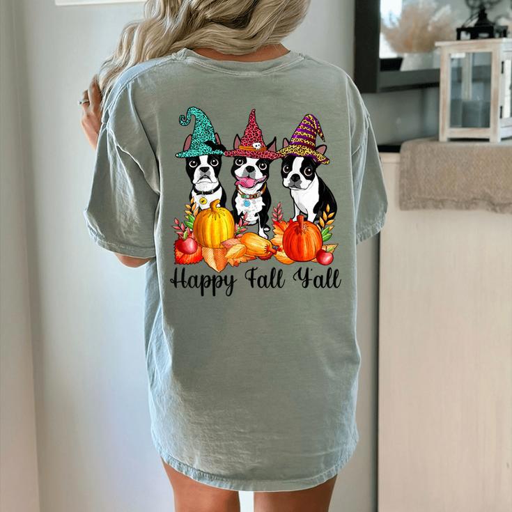 Boston Terrier Dog Lover Fall Ya'Ll Halloween Costume Men Women Women's Comfort Colors T-Shirt Back Print