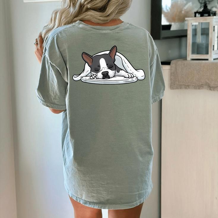 Boston Terrier Dog Official Sleeping Men Women Girls Kids Women's Comfort Colors T-Shirt Back Print
