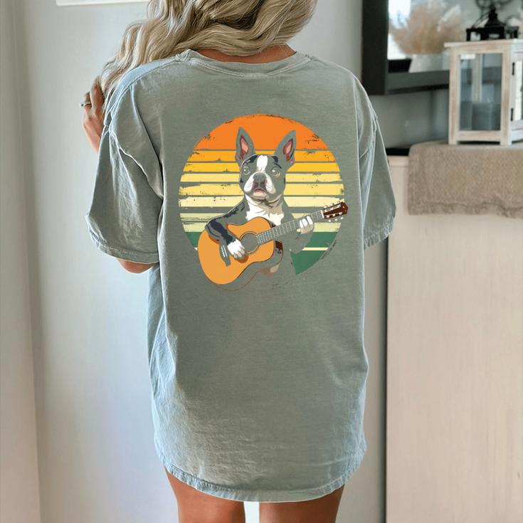 Boston Terrier Guitar Retro Women's Comfort Colors T-Shirt Back Print