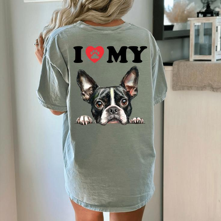 Boston Terrier I Heart My Dog Dog Lover Women's Comfort Colors T-Shirt Back Print