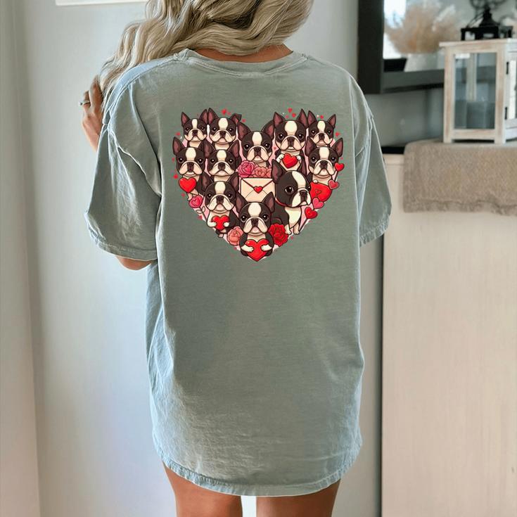 Boston Terrier Heart Valentine Boston Terrier Women's Comfort Colors T-Shirt Back Print