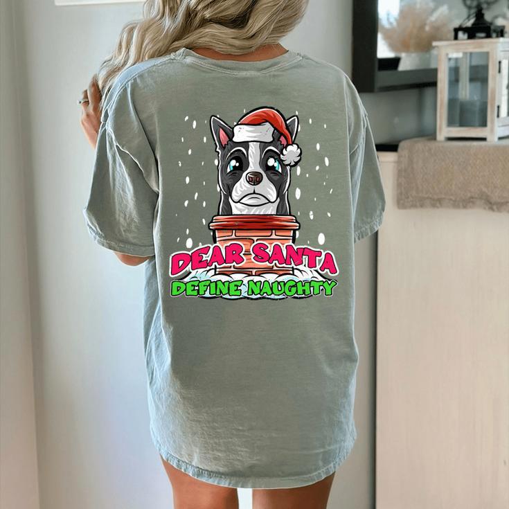 Boston Terrier Santa Claus Christmas Dog Women's Comfort Colors T-Shirt Back Print