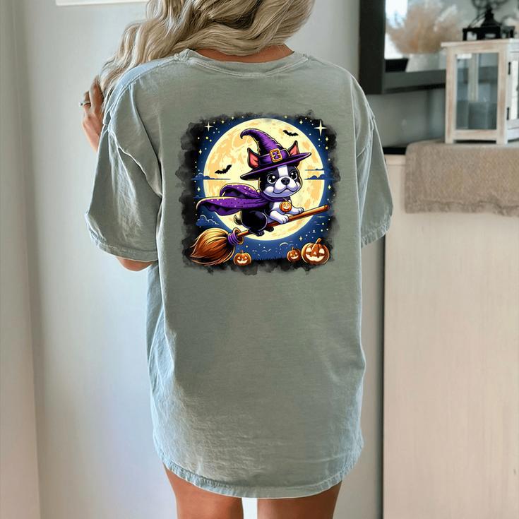 Cute Boston Terrier Halloween Costume Dog Lover Women Girls Women's Comfort Colors T-Shirt Back Print