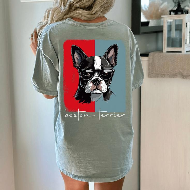 Retro Boston Terrier Dog Lover Bostie Mom Dad Dog Owner Women's Comfort Colors T-Shirt Back Print