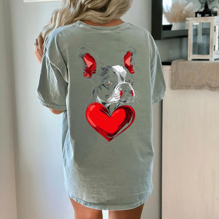 Valentine's Day Boston Terrier Dog Vector Women's Comfort Colors T-Shirt Back Print